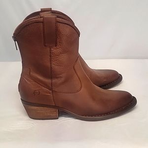 Born Chestnut Leather Ankle Booties